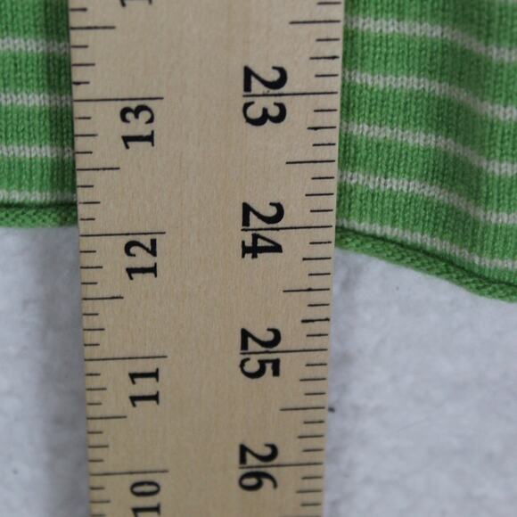 J Crew 100% Cashmere Sweater Women XS Green Striped Minimalist Y2K V Neck - Picture 5 of 6